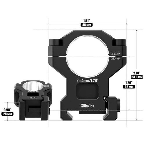 Кільця DISCOVERY SCOPE MOUNT RINGS 7075AL (25.4 мм) MEDIUM на PICATINNY. ВН - 19.3 м