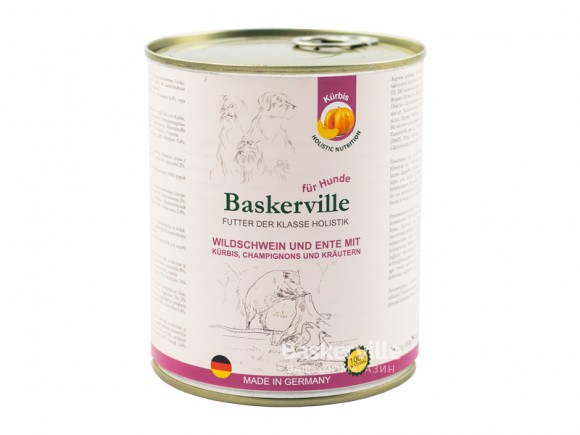 Кабан і качка з гарбузом. Консервований корм класу холістик для собак. Кабан і качка з гарбузом. Консервований корм класу холістик для собак.