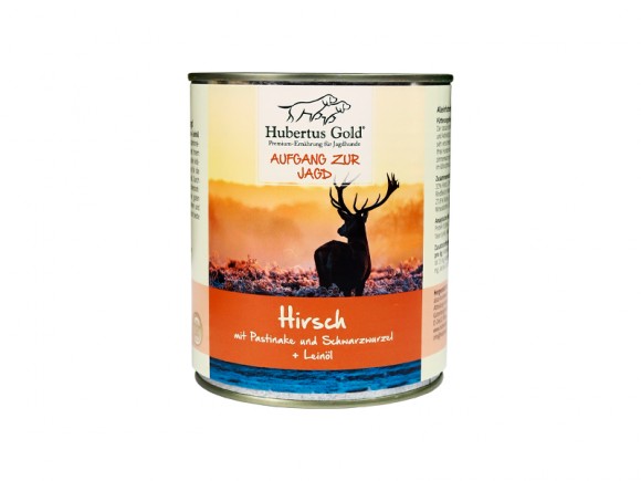 Оленина з пастернаком, чорним коренем та льняною олією. Консервований корм для собак. HUBERTUS GOLD Hirsch mit Pastinake. 800 г