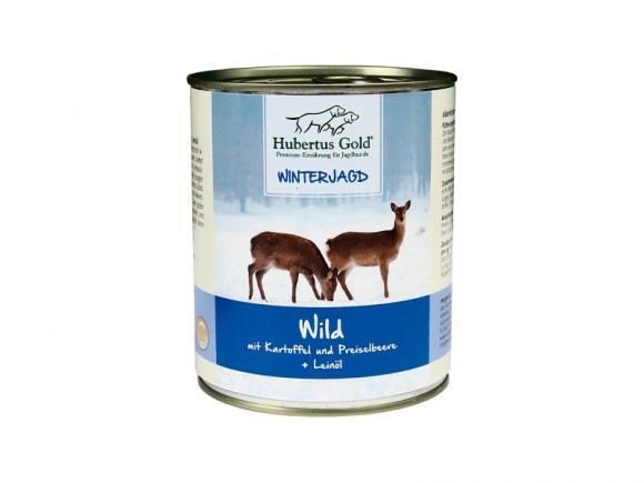 Дичина з картоплею, брусницею та льняною олією. Консервований корм для собак. HUBERTUS GOLD Wild mit Kartoffel. 800 г