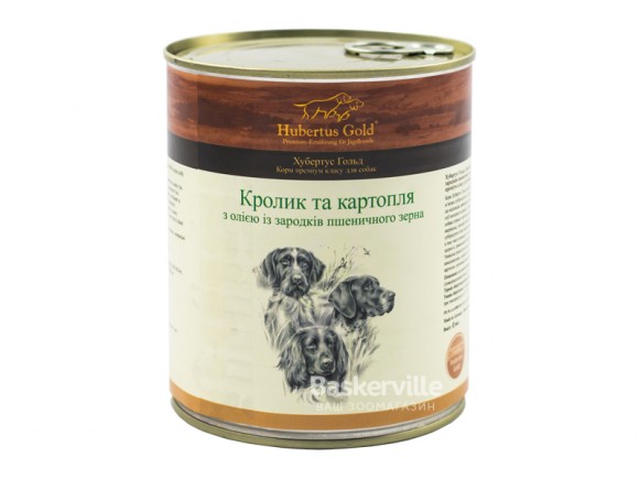 Кролик та картопля. Консервований корм для собак. HUBERTUS GOLD. 800 г