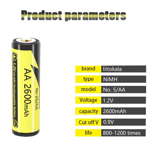 Акумулятор AA, LiitoKala Ni-26/AA, 1.2V, 2600mAh, ОРИГІНАЛ