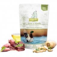 Качка з сердечками, овочами, лляним маслом та травами. Консервований корм преміум класу для собак ISEGRIM Pouch Roots Duck & Hearts (410г)