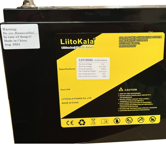 Акумулятор LiFePO4, LiitoKala, 12V 100Ah, BMS smart