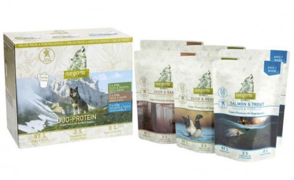 Консервований корм, дуопротеїновий набір преміум класу для собак ISEGRIM Pouch Roots Multipack II Duoprotein (6 паучів по 410г)