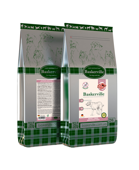 Сухий беззерновий корм для дорослих собак Baskerville Яловичина Baskerville Adult Getreidefrei Rind 7,5-20 кг