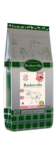 Сухий беззерновий корм для дорослих собак Baskerville Яловичина Baskerville Adult Getreidefrei Rind 7,5-20 кг