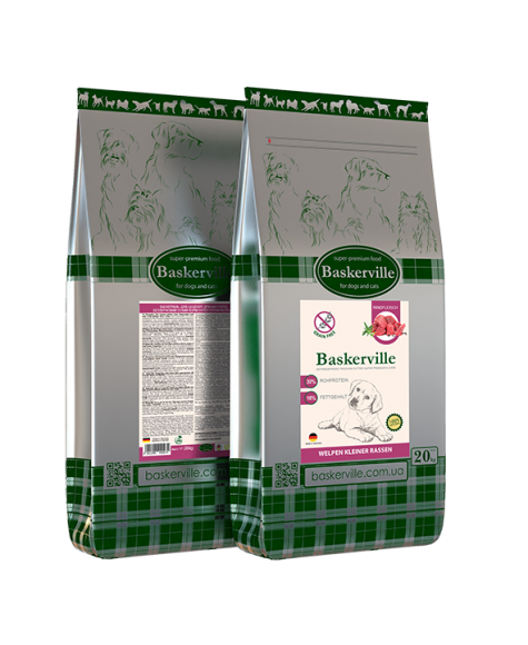 Сухий беззерновий корм для цуценят дрібних порід Baskerville HF Getreidefrei Welpen kleine Rassen 7,5-20 кг