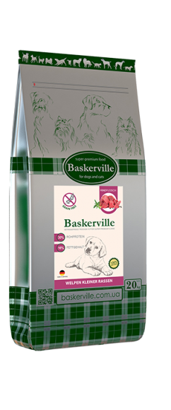 Сухий беззерновий корм для цуценят дрібних порід Baskerville HF Getreidefrei Welpen kleine Rassen 7,5-20 кг