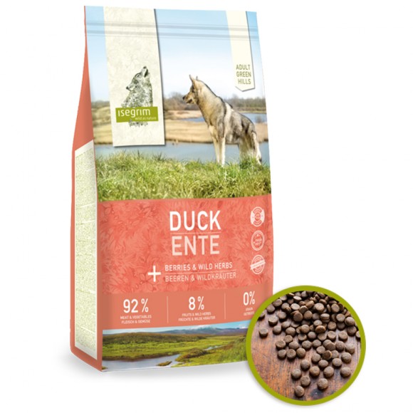 Сухий корм преміум класу для дорослих собак. Качка з ягодами та дикорослими травами ISEGRIM Green Hills Adult Duck with Berries