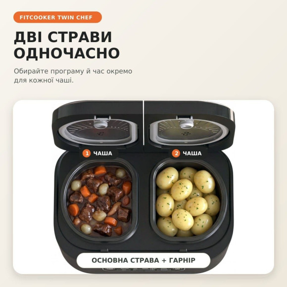 Мультиварка-рисоварка з двома чашами FITCOOKER сувід, 3 л, 10 програм