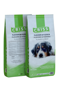Сухой корм для взрослых собак  CRISS (Крис) Хлопья и мясо, 20кг