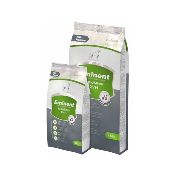 Сухой полнорационный  корм для собак всех пород возрастом от 4 месяцев Eminent Lamb & Rice 26/14