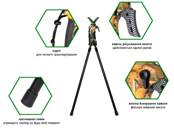 Біпод для стрільби Fiery Deer Bipod Trigger stick Gen3 (100-165 см) Біпод для стрільби Fiery Deer Bipod Trigger stick Gen3 (100-165 см)
