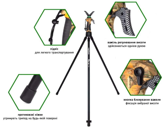 Трипод для стрільби Fiery Deer Tripod Trigger stick Gen3 (100-180 см) Трипод для стрільби Fiery Deer Tripod Trigger stick Gen3 (100-180 см)