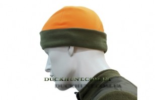 Шапка флисовая LikeProfi олива-оранж