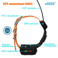 GPS нашийник GD03 для навігатора eSEEK 54 GPS Hound Tracker GPS нашийник GD03 для навігатора eSEEK 54 GPS Hound Tracker