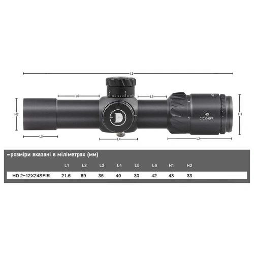 Приціл DISCOVERY OPTICS HD 2-12X24 SFIR FFP (30 мм, з підсвічуванням)